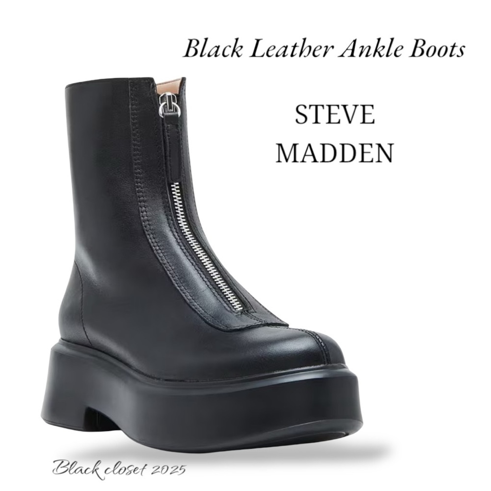 Steve Madden Black Platform Ankle Booties